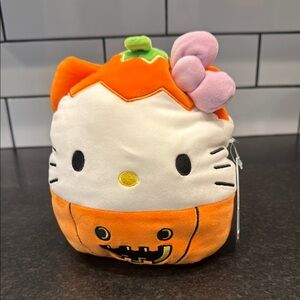 Hello Kitty Pumpkin Plush - Orange, White, Pink
